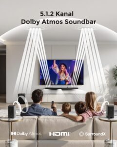 ULTIMEA 5.1.2 Soundbar mit Dolby Atmos, Surround Sound System für TV mit 2 Surround-Lautsprechern, App Steuerung, Soundbar mit 6,5'' Subwoofer für Heimkino, Bluetooth 5.4, HDMI eARC, Skywave F40 Boom - Image 9