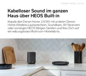 Denon Home 150 NV kabelloser Lautsprecher mit integrierter HEOS Multiroom-Technologie, Bluetooth, Apple AirPlay 2, Schwarz - Image 5