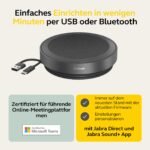 Jabra Speak2 75 schnurlose Freisprechlösung mit USB-C Bluetooth-Adapter, 4 Mikrofone mit Geräuschunterdrückung, 65 mm Breitband-Lautsprecher, für MS-Teams Zertifiziert, Dunkelgrau - Image 6