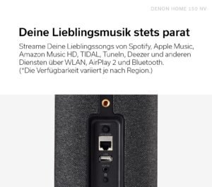 Denon Home 150 NV kabelloser Lautsprecher mit integrierter HEOS Multiroom-Technologie, Bluetooth, Apple AirPlay 2, Schwarz - Image 6